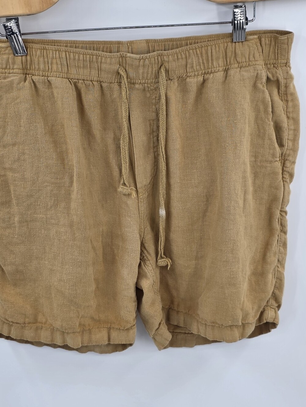 Faherty Essential Linen Shorts Mens L Washed Brown Drawstring